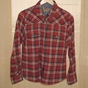 Jachs Girlfriend Womens Red Plaid Pearl Snap Long Sleeve Shirt Medium